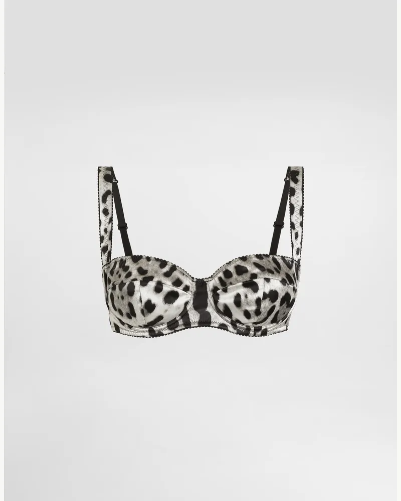 Dolce & Gabbana Reggiseno A Balconcino In Raso Stampa Leopardo - Donna Intimo Stampa Raso Stampa