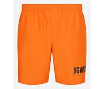 Boxer Da Mare Medio Stampa Dg Vib3 E Logo - Uomo Beachwear Arancione Tessuto