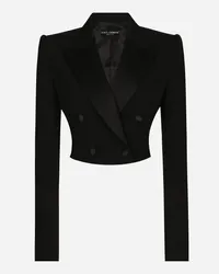 Dolce & Gabbana Giacca Tuxedo Corta Doppiopetto In Gabardina Di Lana - Donna Giacche E Blazer Nero Lana Nero