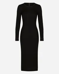 Dolce & Gabbana Abito Longuette In Jersey Con Dettagli Logo Dg - Donna Abiti Nero Viscosa Nero