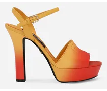 Sandalo Platform In Pelle Di Vitello - Donna Sandali E Zeppe Arancione