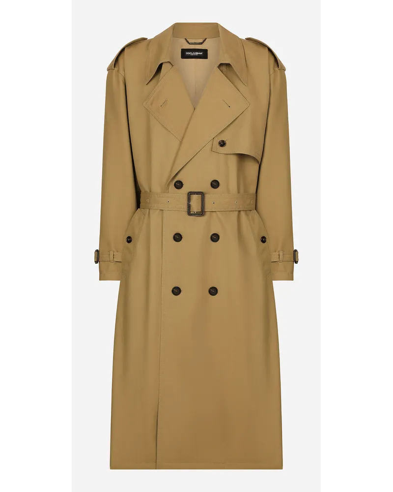 Dolce & Gabbana Trench Doppiopetto In Cotone - Uomo Cappotti E Giubbotti Beige Beige