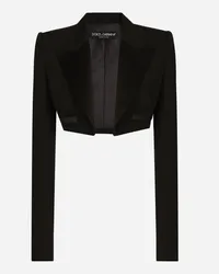 Dolce & Gabbana Spencer Monopetto Tuxedo In Gabardina Di Lana - Donna Giacche E Blazer Nero Lana Nero