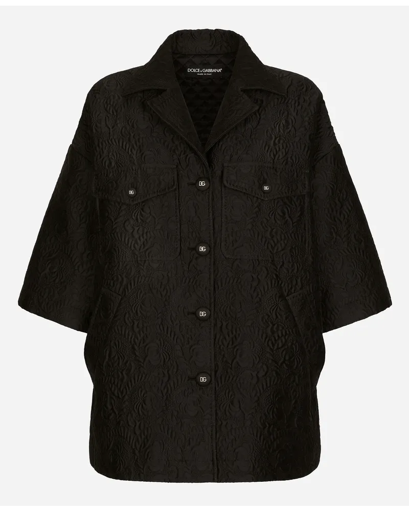 Dolce & Gabbana Short Floral Jacquard Cape - Donna Cappotti E Giubbotti Nero Nero
