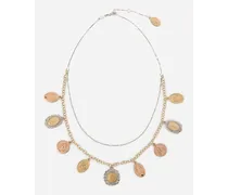 Sicily Necklace In Yellow, Red And White 18kt Gold With Medals - Donna Collane Multicolore Metallo