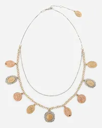 Dolce & Gabbana Sicily Necklace In Yellow, Red And White 18kt Gold With Medals - Donna Collane Multicolore Metallo Multicolore