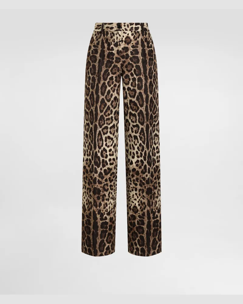 Dolce & Gabbana Pantaloni In Broccato Stampa Leo - Donna Pantaloni E Shorts Stampa Animalier Leo