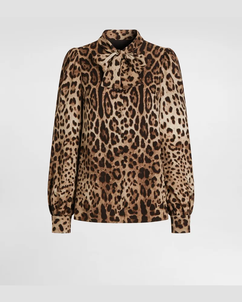 Dolce & Gabbana Camicia In Charmeuse Di Seta Stampa Leo - Donna Camicie E Top Stampa Animalier Seta Leo
