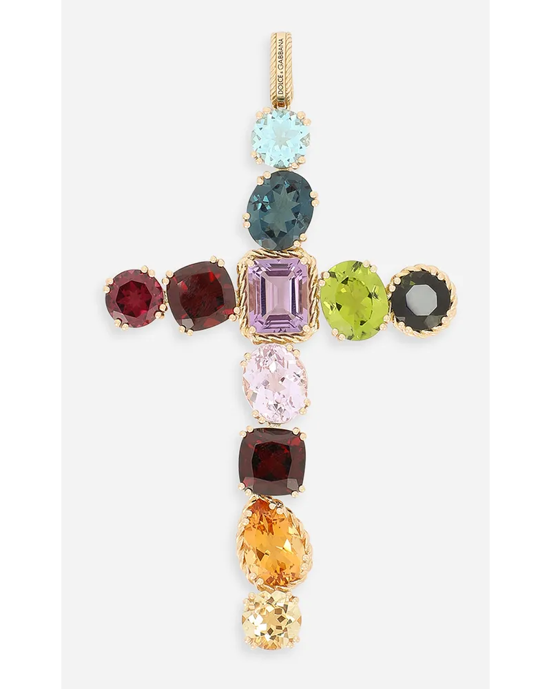 Dolce & Gabbana Ciondolo Rainbow In Oro Giallo 18kt Con Gemme Multicolore - Donna Collane Oro Oro Oro