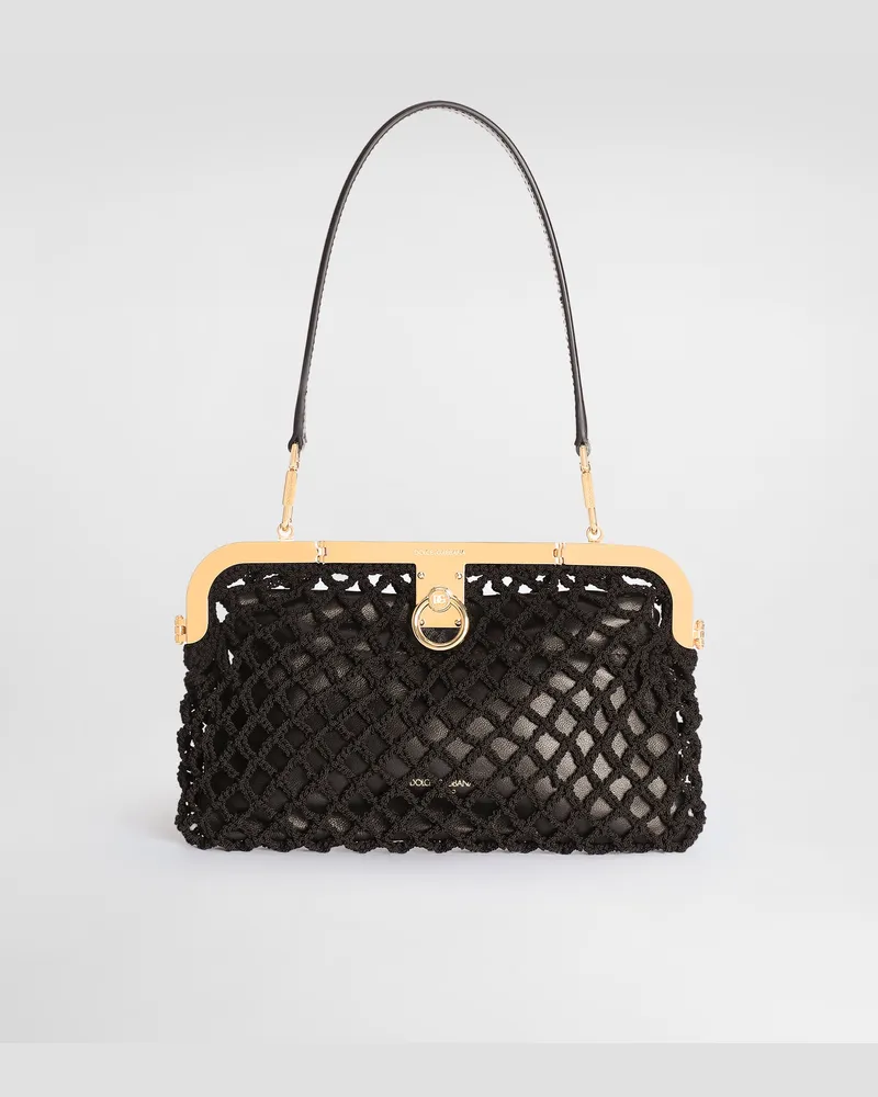 Dolce & Gabbana Borsa A Mano Amanda In Rete E Pelle Di Vitello Palmellata - Donna Borse A Mano Nero Nero