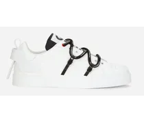 Dolce & Gabbana Sneaker Portofino In Vitello E Vernice - Uomo Sneaker Nero Pelle Bianco