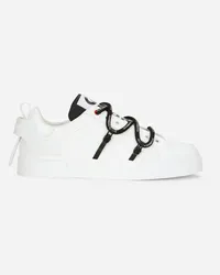 Dolce & Gabbana Sneaker Portofino In Vitello E Vernice - Uomo Sneaker Nero Pelle Bianco