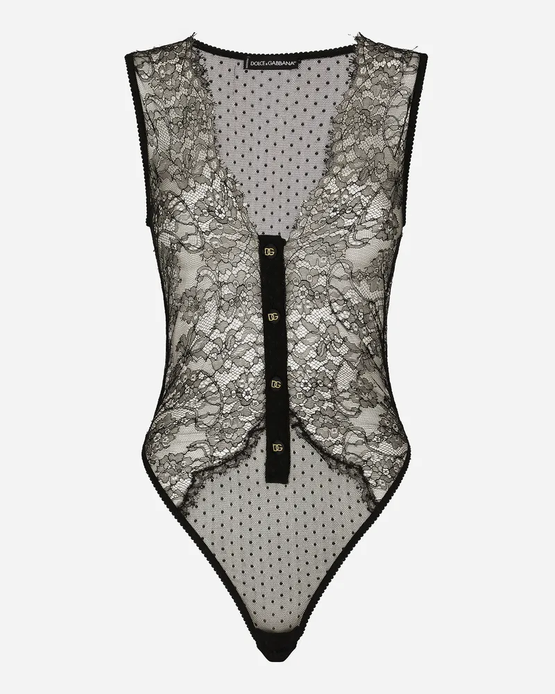 Dolce & Gabbana Body Scollato In Pizzo - Donna Intimo Nero Nero