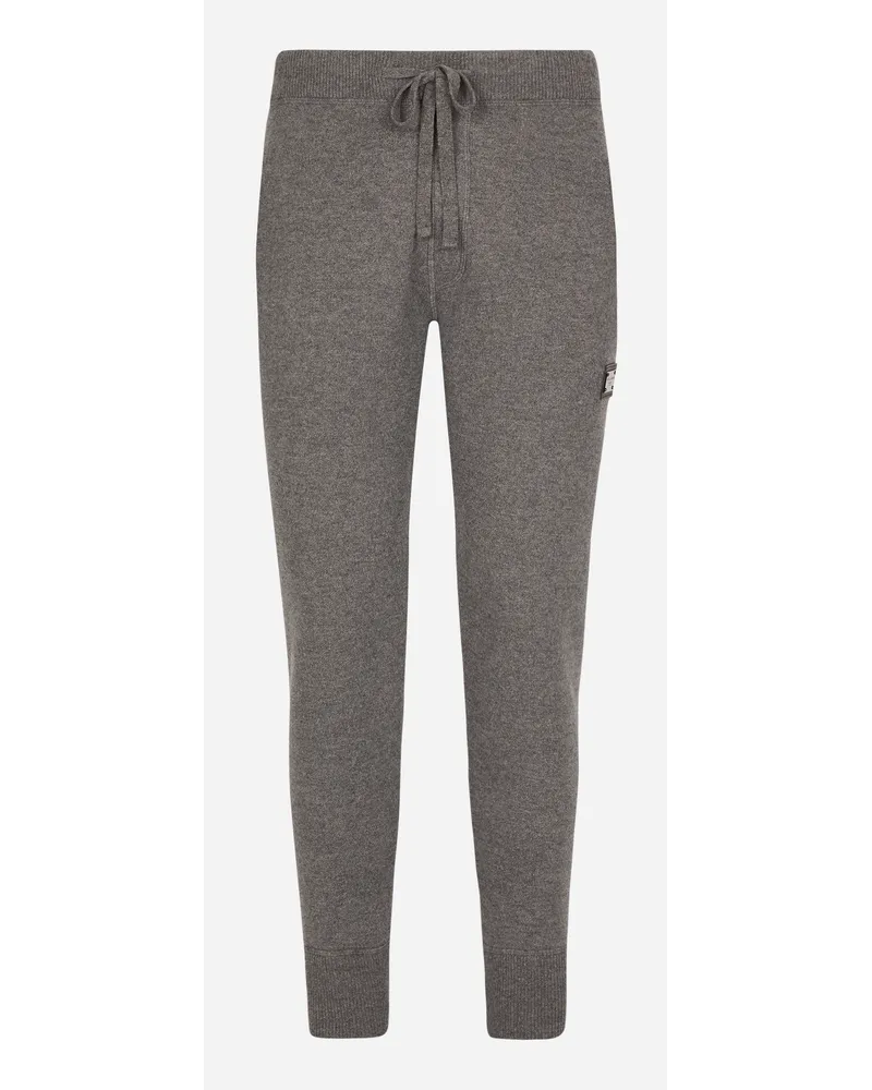 Dolce & Gabbana Pantalone Jogging In Maglia Lana E Cashmere - Uomo Pantaloni E Shorts Grigio Lana Melange