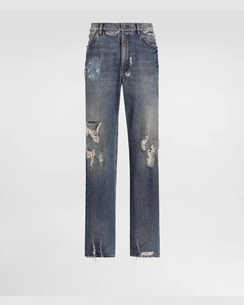 Dolce & Gabbana Jeans Ove In Cotone Con Placca - Uomo Denim Multicolore Variante