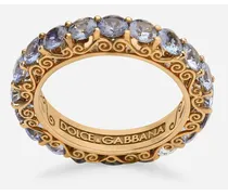 Heritage Band Ring In Yellow 18kt Gold With Light Blue Sapphires - Donna Anelli Oro Oro