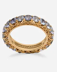 Dolce & Gabbana Heritage Band Ring In Yellow 18kt Gold With Light Blue Sapphires - Donna Anelli Oro Oro Oro