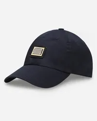 Dolce & Gabbana Cappello Baseball In Cotone Con Placca Logata - Uomo Cappelli E Guanti Blu Blu