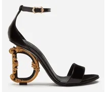 Polished Calfskin Sandals With Dg Baroque Heel - Donna Sandali E Zeppe Nero Pelle