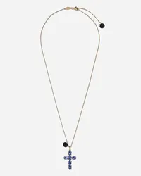 Dolce & Gabbana Family Cross And Rose Pendats On Yellow Gold Chain - Donna Collane Oro Oro Oro