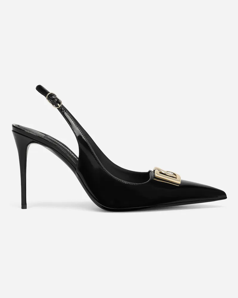 Dolce & Gabbana Sling Back In Pelle Di Vitello Lucida - Donna Décolleté E Slingback Nero Pelle Nero