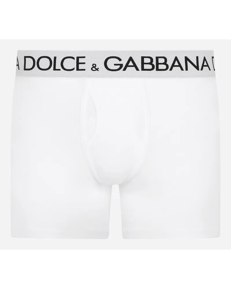Dolce & Gabbana Boxer Lungo Cotone Bielastico - Uomo Intimo E Loungewear Bianco Cotone Bianco