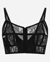 Dolce & Gabbana Bustier Lingerie In Pizzo Con Spalline - Donna Intimo Nero Pizzo Nero