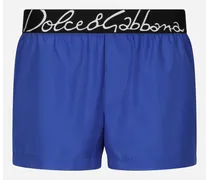 Boxer Da Mare Corto Logo - Uomo Beachwear Blu Tessuto