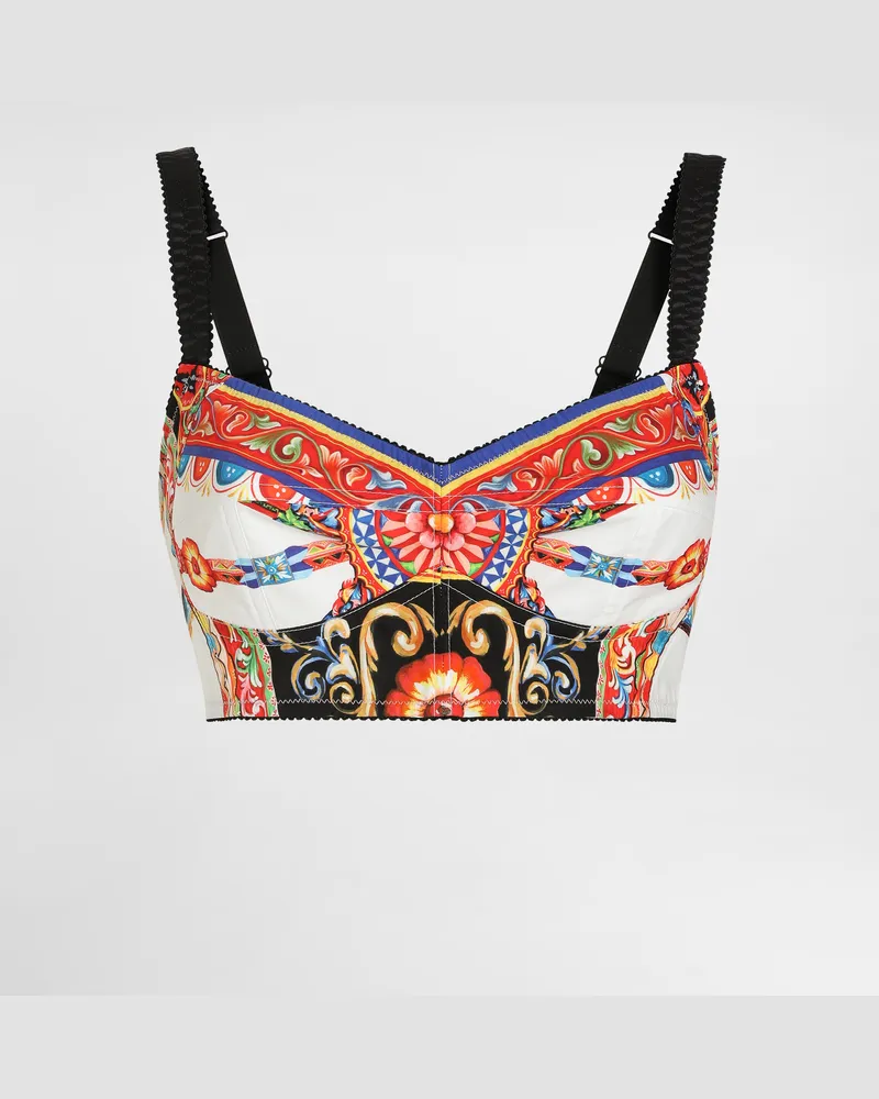Dolce & Gabbana Top In Popeline Stampa Carretto - Donna Camicie E Top Multicolore Variante