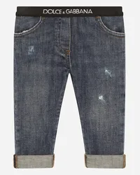 Dolce & Gabbana Jeans In Denim Stretch Con Elastico Logato - Donna Blu Denim Blu