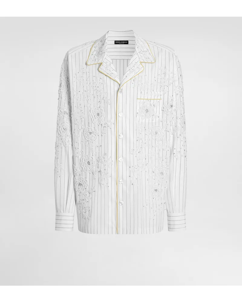 Dolce & Gabbana Camicia Vanity In Cotone E Seta Con Ricamo - Uomo Camicie Multicolore Variante
