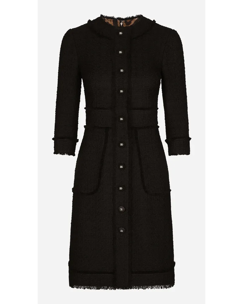 Dolce & Gabbana Raschel Tweed Midi Dress - Donna Abiti Nero Nero