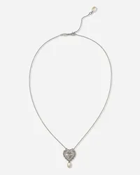 Dolce & Gabbana Devotion Necklace In White Gold With Diamonds And Pearls - Donna Collane Bianco Bianco