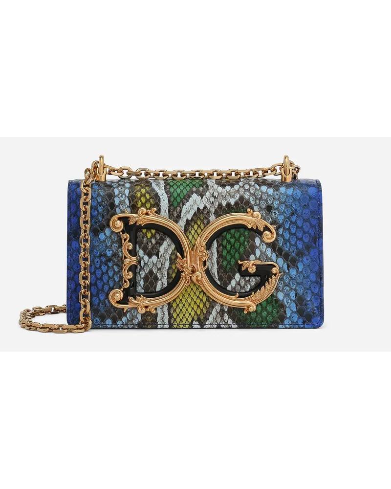 Dolce & Gabbana Phone Bag Dg Girls - Donna Borse Mini Micro E Pochette Blu Pelli Pregiate Multicolor