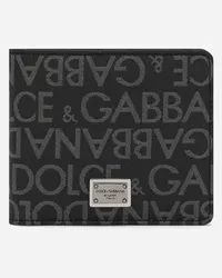 Dolce & Gabbana Portafoglio Bifold In Jacquard Spalmato - Uomo Portafogli E Piccola Pelletteria Multicolore Tessuto Nero