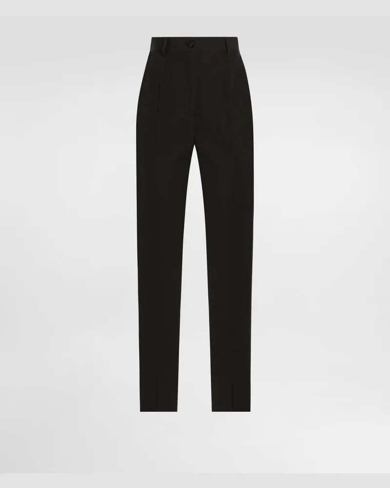 Dolce & Gabbana Pantaloni Sartoriali Tuxedo In Tela Di Lana - Donna Pantaloni E Shorts Nero Nero
