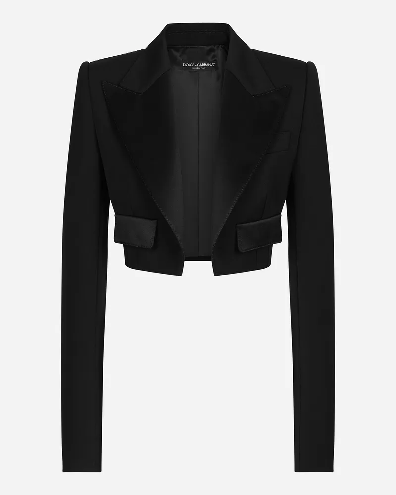 Dolce & Gabbana Spencer Tuxedo In Gabardina Di Lana - Donna Giacche E Blazer Nero Lana Nero