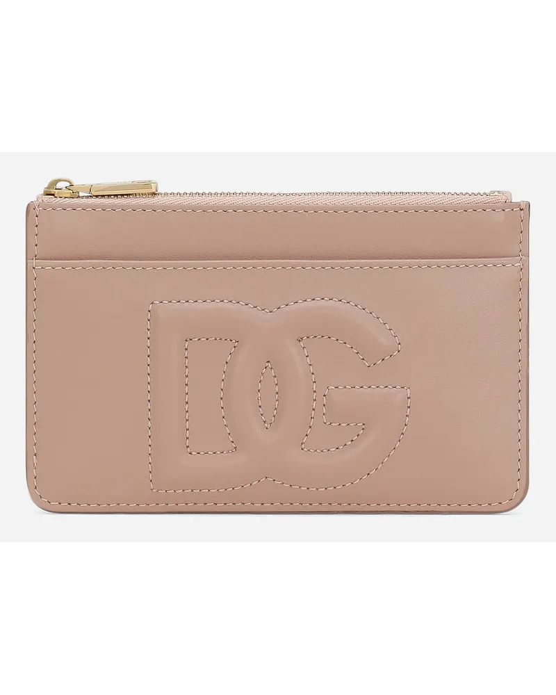 Dolce & Gabbana Portacarte Dg Logo Medio - Donna Portafogli E Piccola Pelletteria Cipria Pelle Cipria