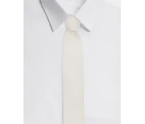 Dolce & Gabbana Cravatta Pala 6cm In Seta Con Ricamo Logo Dg - Uomo Cravatte E Pochette Bianco Seta Bianco
