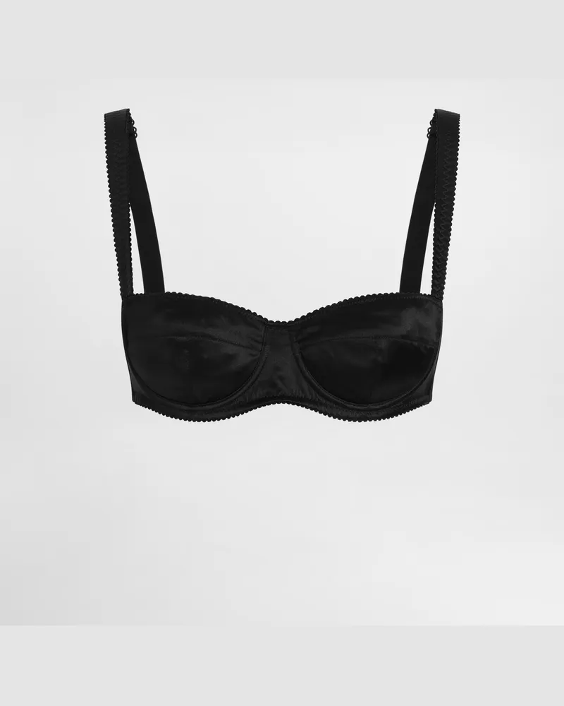 Dolce & Gabbana Reggiseno A Balconcino In Raso - Donna Intimo Nero Seta Nero
