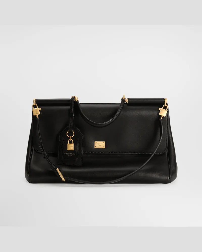 Dolce & Gabbana Borsa A Mano My Sicily In Pelle Di Vitello Plongé - Donna Borse A Mano Nero Nero