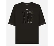 Dolce & Gabbana T-shirt Manica Corta Con Ricamo Paillettes - Uomo T-shirts E Polo Nero Nero