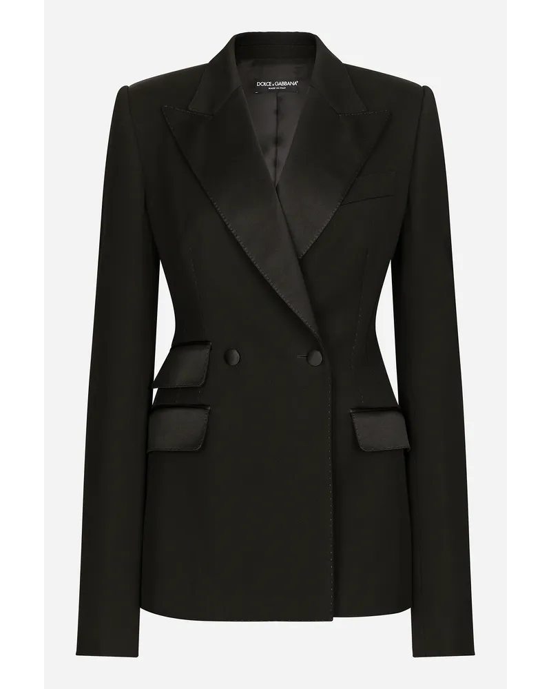 Dolce & Gabbana Giacca Doppiopetto In Tela Di Lana Con Spacchi Laterali - Donna Giacche E Blazer Nero Nero