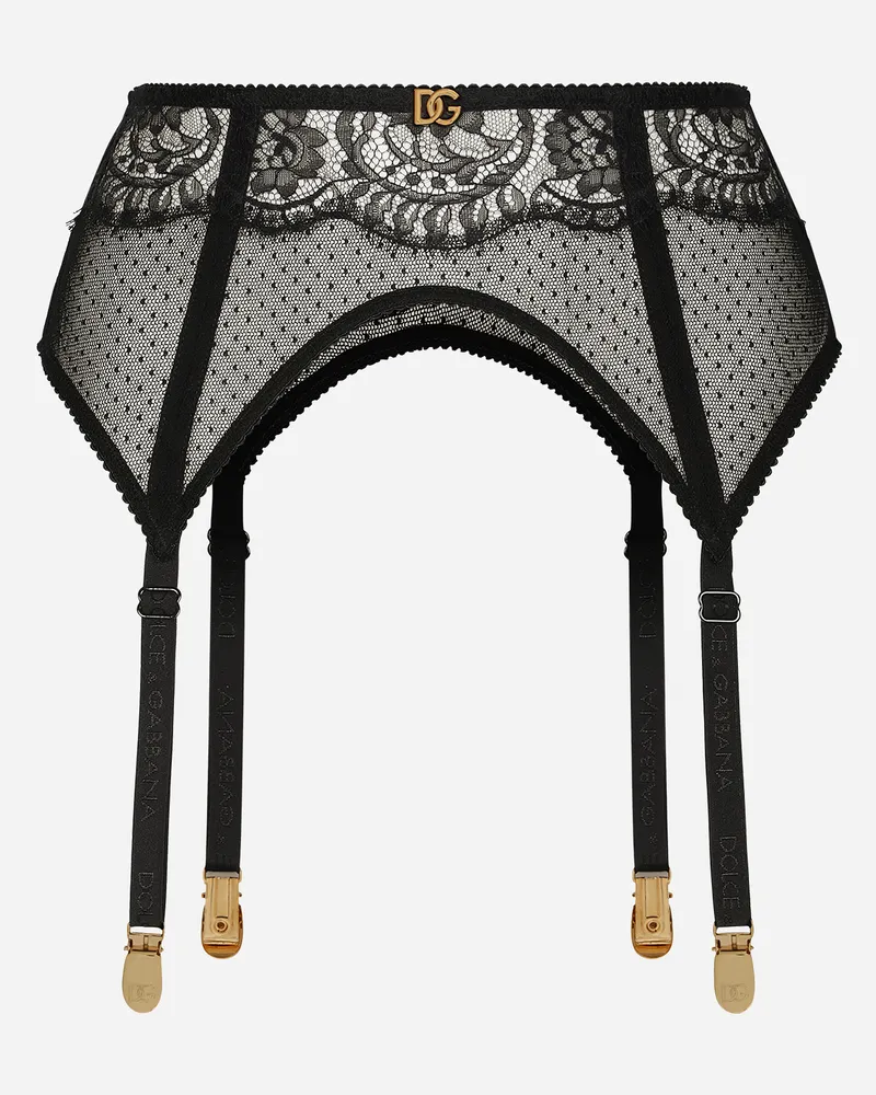 Dolce & Gabbana Reggicalze In Pizzo - Donna Calze E Collant Nero Nero