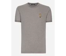 T-shirt Cotone Con Ricamo - Uomo T-shirts E Polo Grigio Cotone