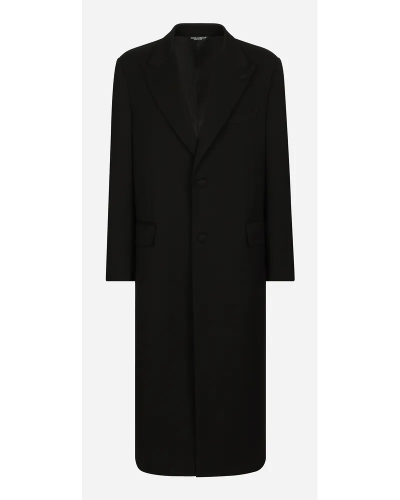 Dolce & Gabbana Cappotto Monopetto In Lana Double Face Stretch - Uomo Cappotti E Giubbotti Nero Nero