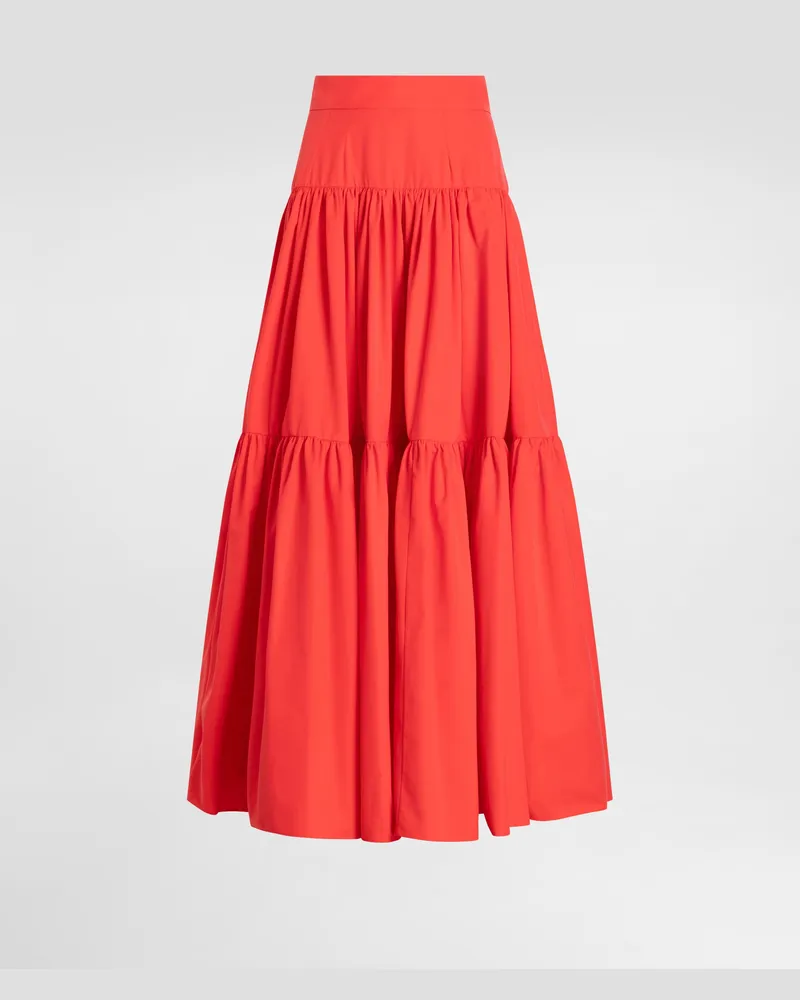 Dolce & Gabbana Gonna Lunga In Popeline Di Cotone - Donna Gonne Arancione Arancione