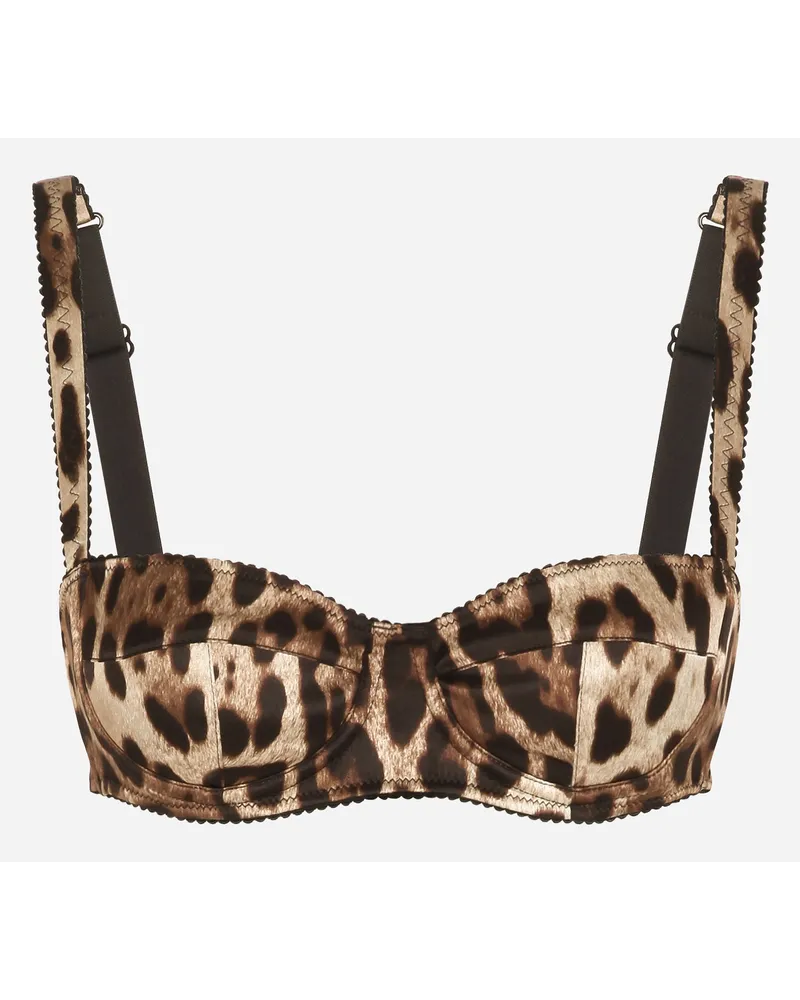 Dolce & Gabbana Reggiseno A Balconcino In Raso Stampa Leopardo - Donna Intimo Stampa Animalier Raso Leo
