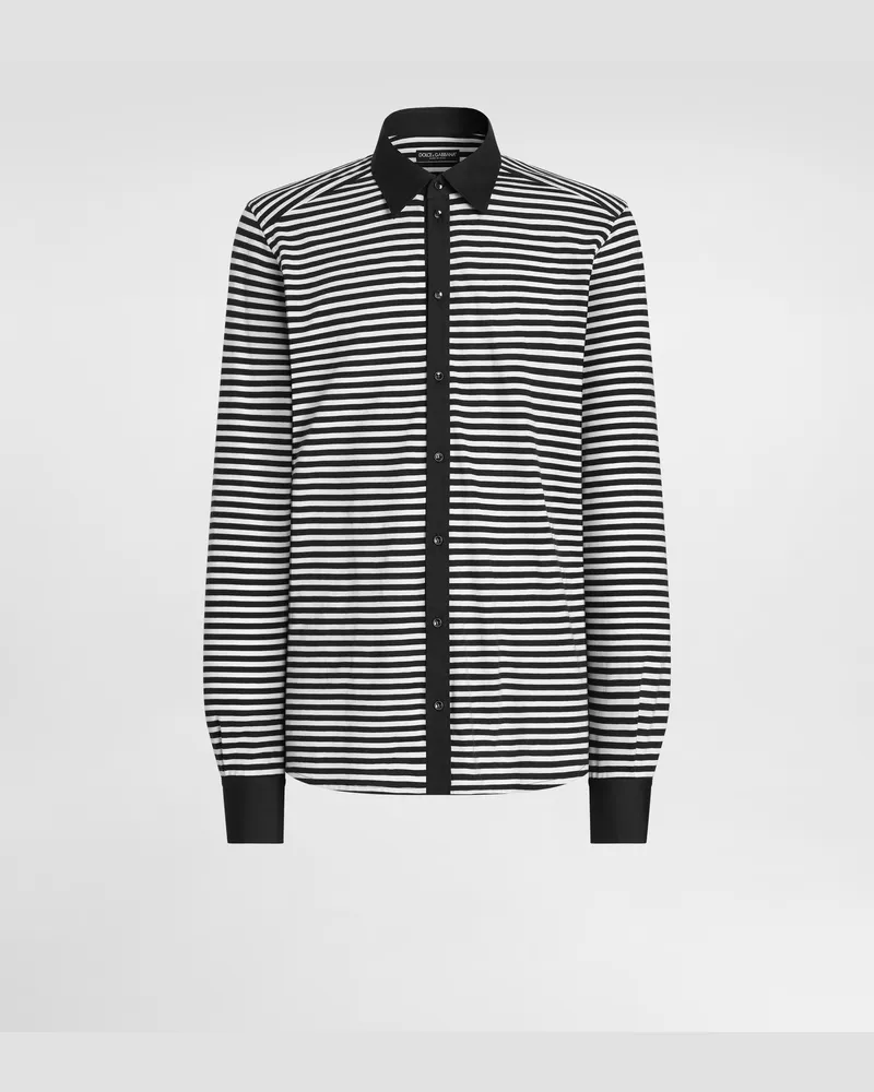 Dolce & Gabbana Camicia Gold In Jersey Rigato - Uomo Camicie Multicolore Rigato
