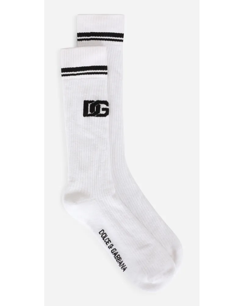 Dolce & Gabbana Cotton Jacquard Socks With Dg Logo - Uomo Calze Multicolore Variante